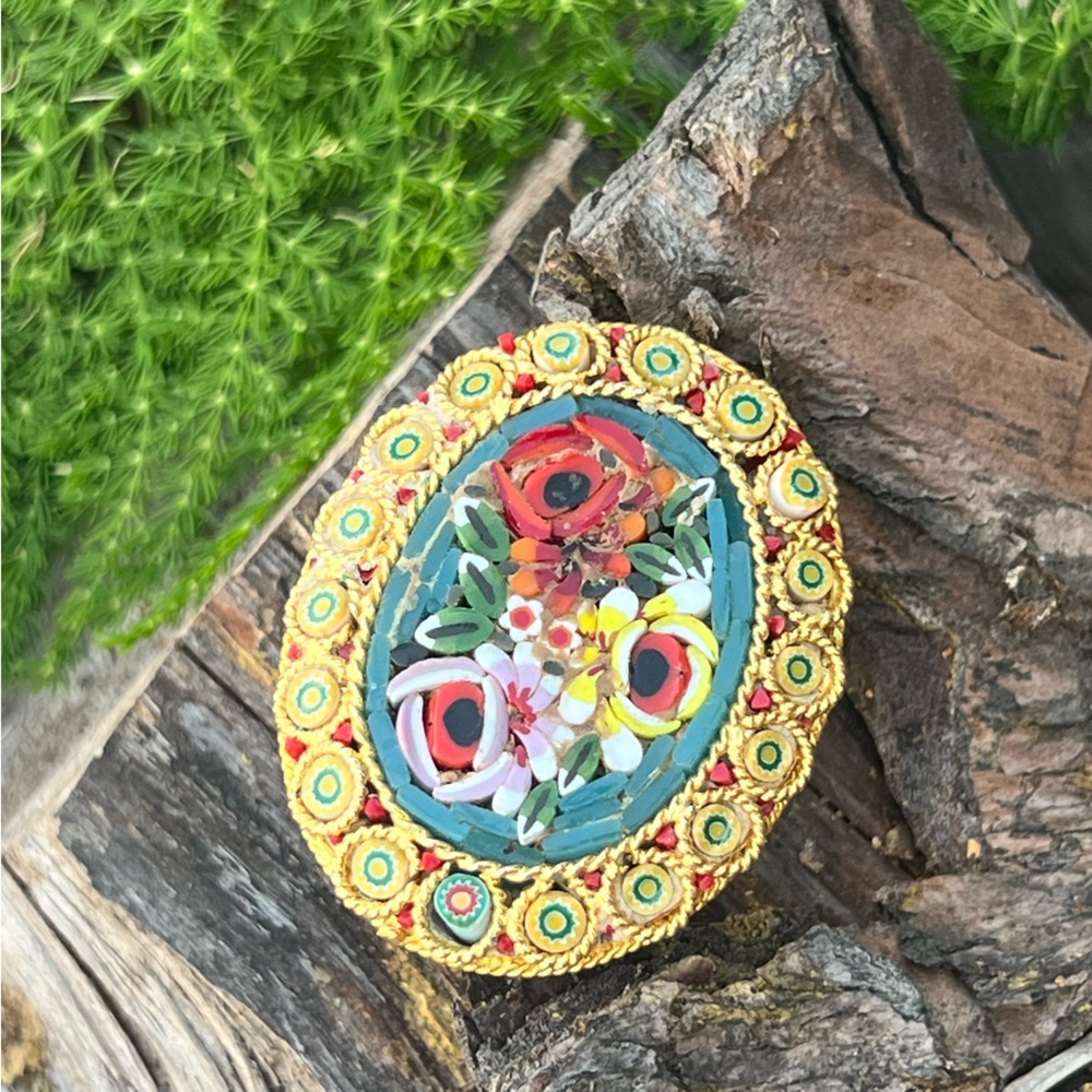 VINTAGE Micromosaic brooch - Picture 3 of 5